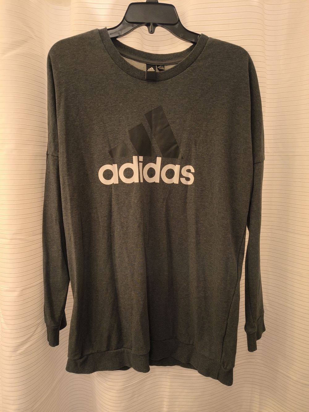 adidas Men’s Charcoal Gray Logo Crewneck Sweatshirt